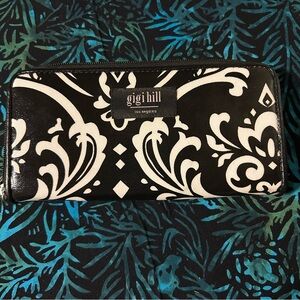 Gigi Hill Black and White Damask Wallet